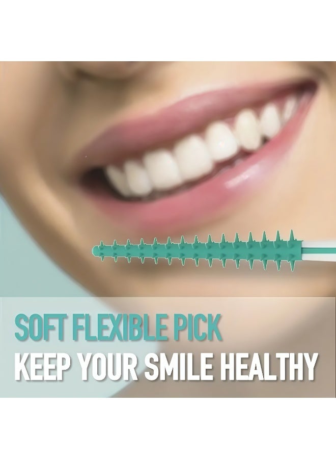 Dr.Emma Dr. Emma Soft Rubberized Dental Picks Mint Brush Picks, 100 Count (4 Packs, Mint) - Image 3